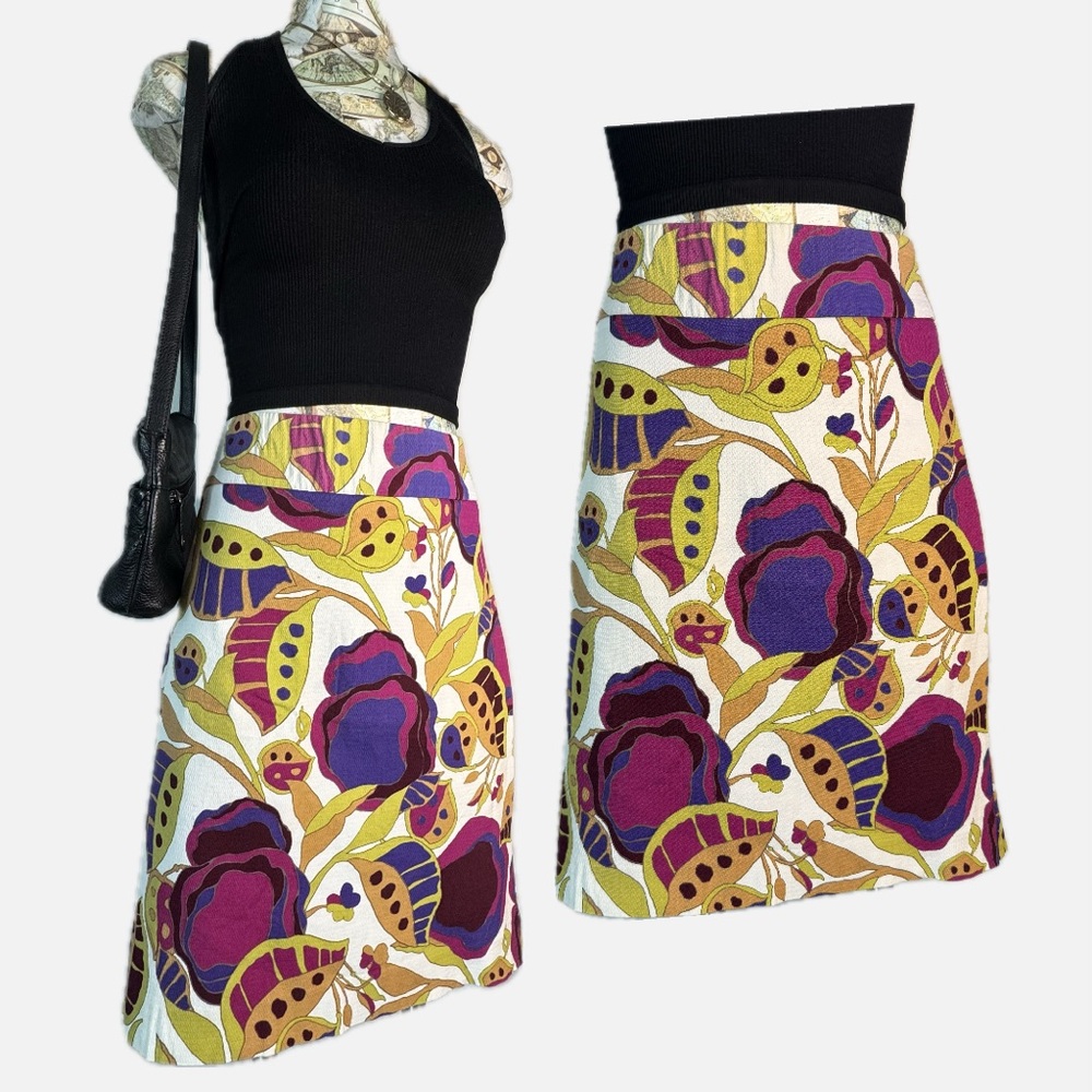 Merona Floral Mini Skirt in White, Purple, Yellow